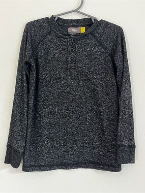 Rumi + Ryder Kids' Charcoal Heather Long-Sleeve Henley size XS (4-5)